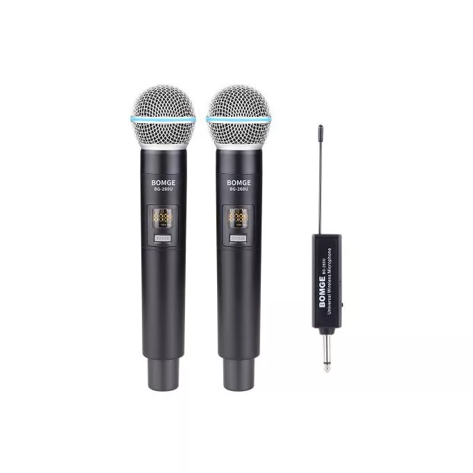 BOMGE 260U 2 Canales Microfonos De Mano Inalambricos Uhf