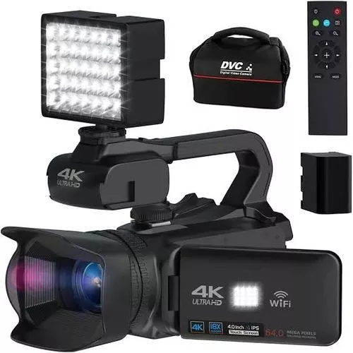 Professional Touchscreen Camcorder Video Camera 4K Ultra HD 64MP With 2pcs Of 4500mAH Battery For YouTube Live Streaming 18X Digital Zoom IR Night Vision Wifi APP Control 4.0 Inch Live Streaming, Comedy Skit, Photography