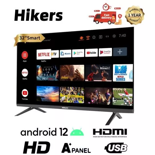 Hikers 32'' Frameless Android Smart HD LED TV - Black + 1 Year Warranty