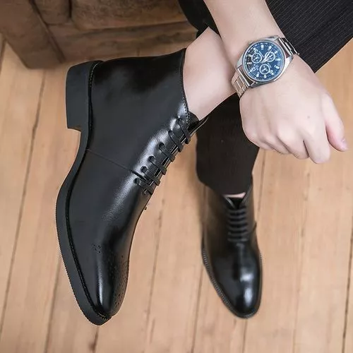 Flangesio Elegant High-top Business Boots Men Oxford Shoes Big Size 38-48 Superior Quality Full Grain Leather Wedding Party Shoes Luxury Noble Boots Black